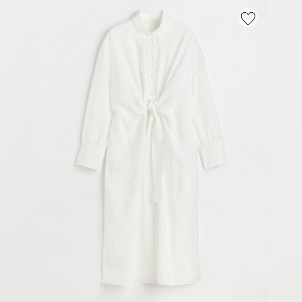 H&M White Tie Shirt Dress